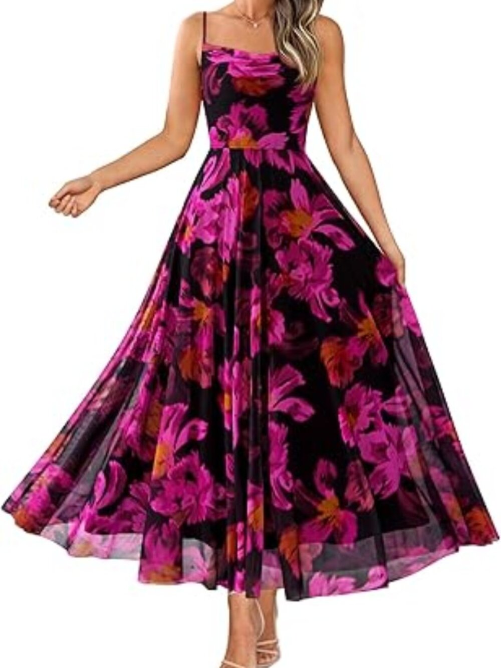 Women Summer Floral Maxi Dresses Elegant Spaghetti Strap Dress long dresses